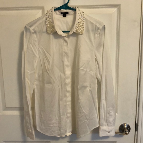 Ann Taylor Button Down with Embellished Collar - Picture 1 of 6